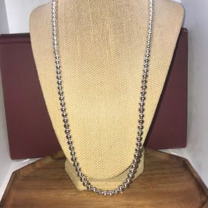 Napier brand long strand silver bead necklace